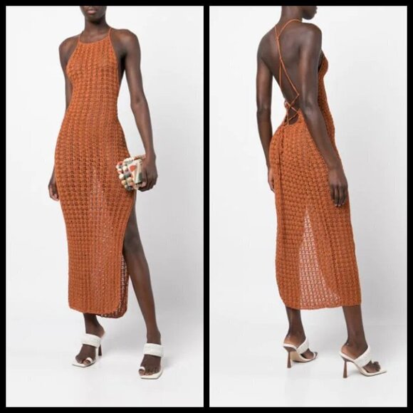 💕CULT GAIA💕 Demi Crochet Dress ~ Halter Swimsuit Coverup Spice Small M NWT - Picture 5 of 17